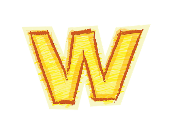 橙色手绘字母w