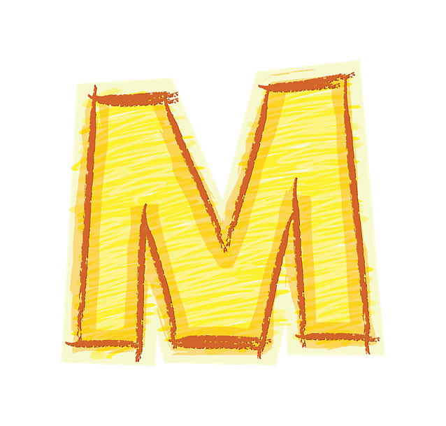 橙色手绘字母m