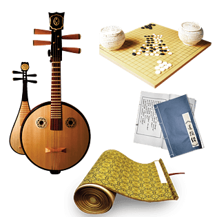 琴棋书画分层素材