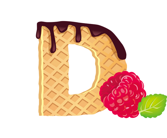 水果威化饼干英文字体字母d