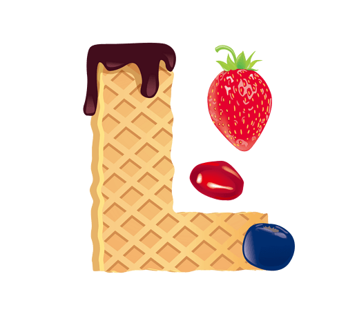 水果威化饼干英文字体字母l