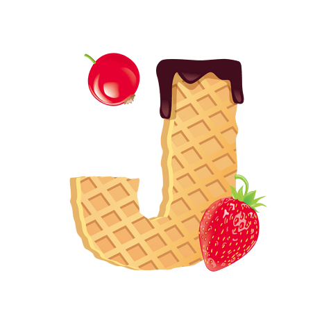 水果威化饼干英文字体字母j