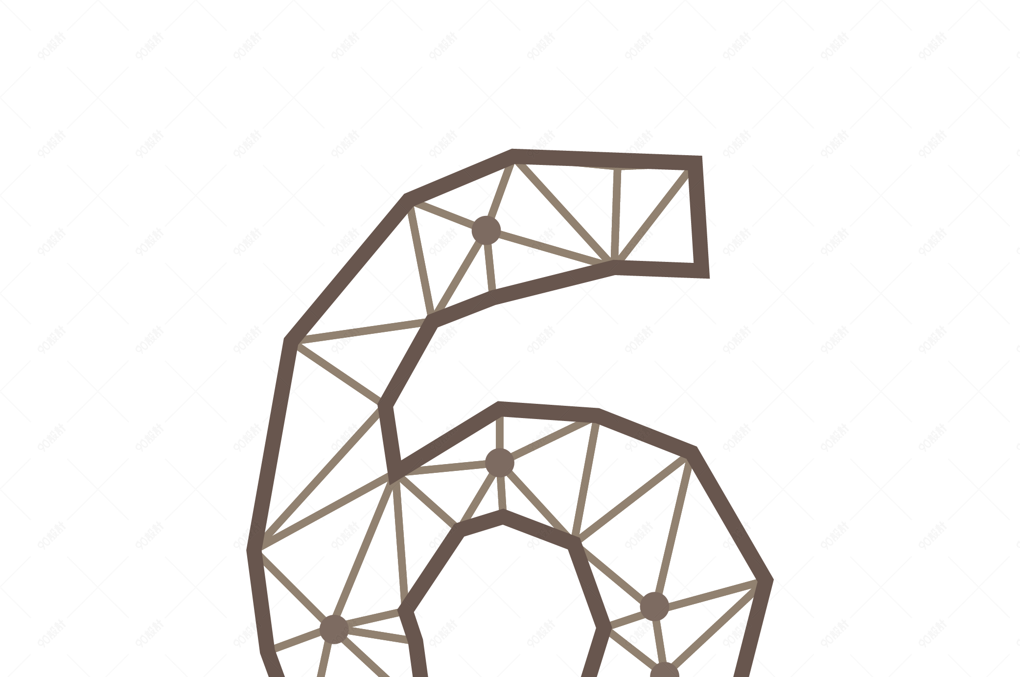 线框三角形几何数字6