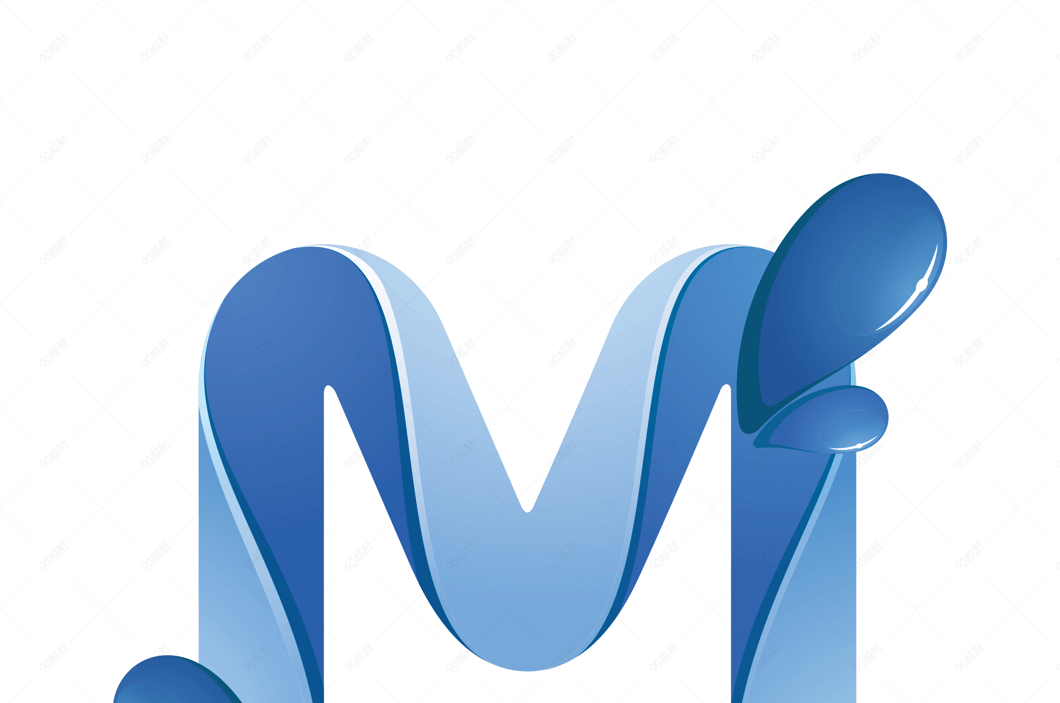 蓝色水纹字母字体m