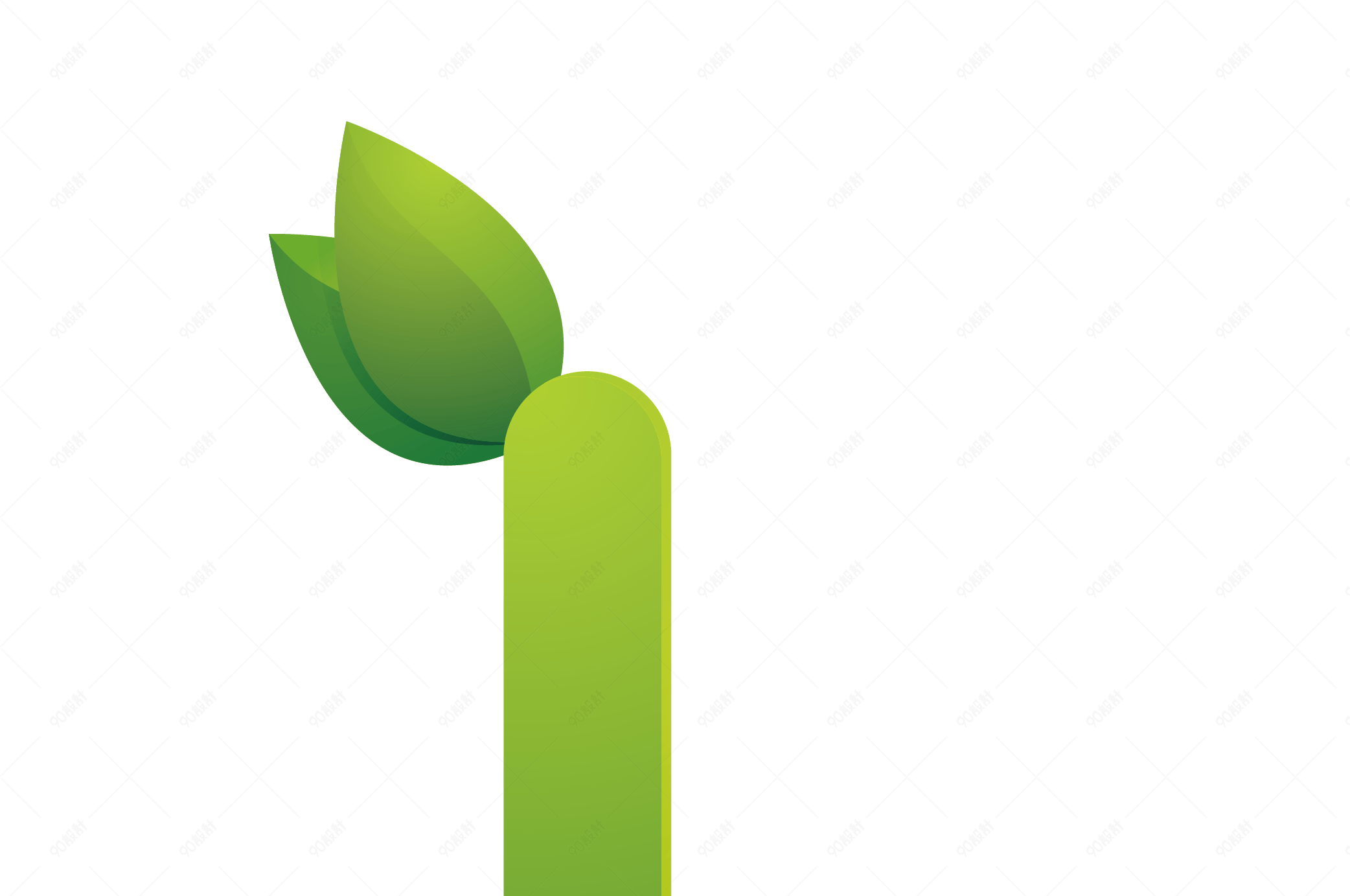 绿色环保叶子字母字体l