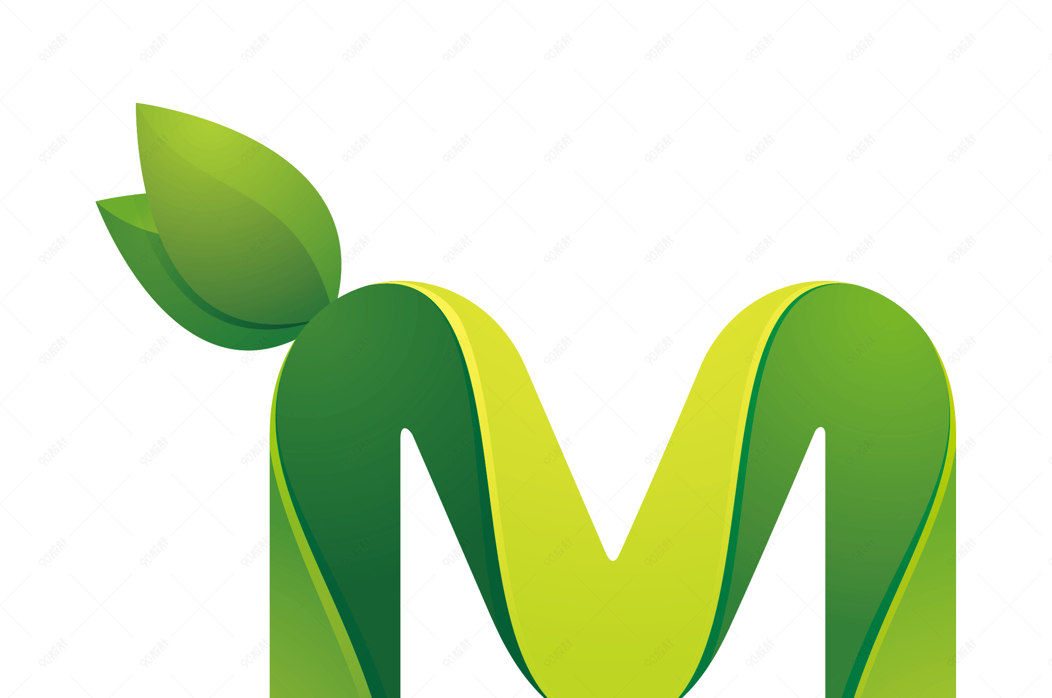 绿色环保叶子字母字体m