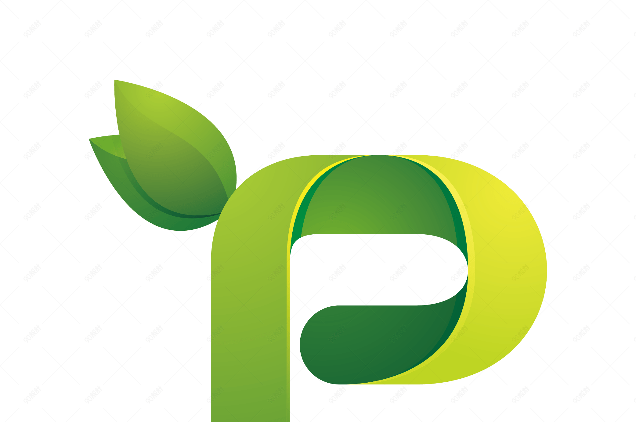 绿色环保叶子字母字体p