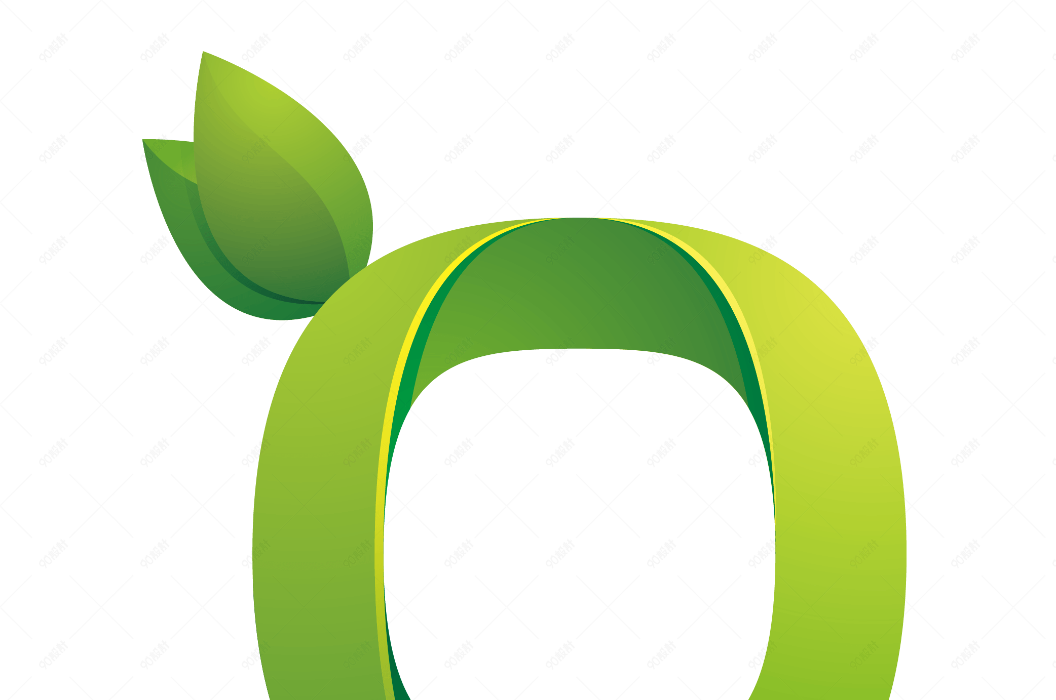 冰块不透明绿色3d字母q