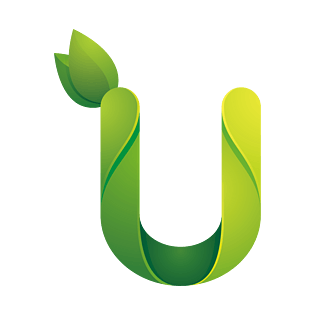 绿色环保叶子字母字体u