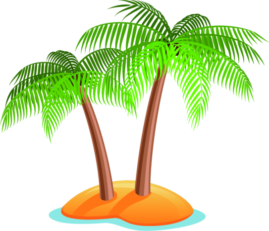沙滩椰子树卡通夏天