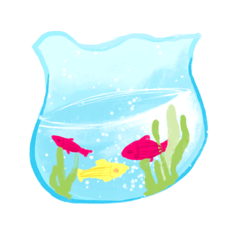 水彩清新鱼缸pngpsd2000*2000简约心形素材手绘可爱卡通小爱心设计