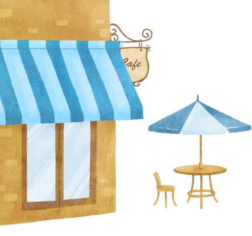 手绘清新奶茶店插画场景