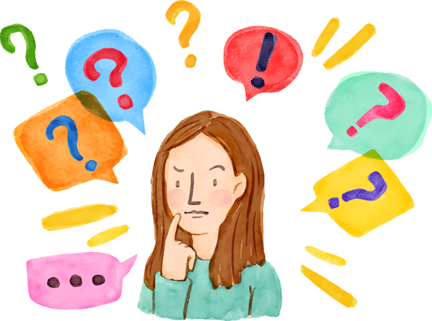 水彩清新思考过程插画