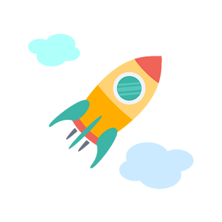 卡通云朵小火箭