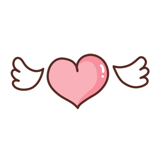 电脑端 手机端爱心翅膀可爱卡通图案 萌 q版风格电脑端 手机端五彩