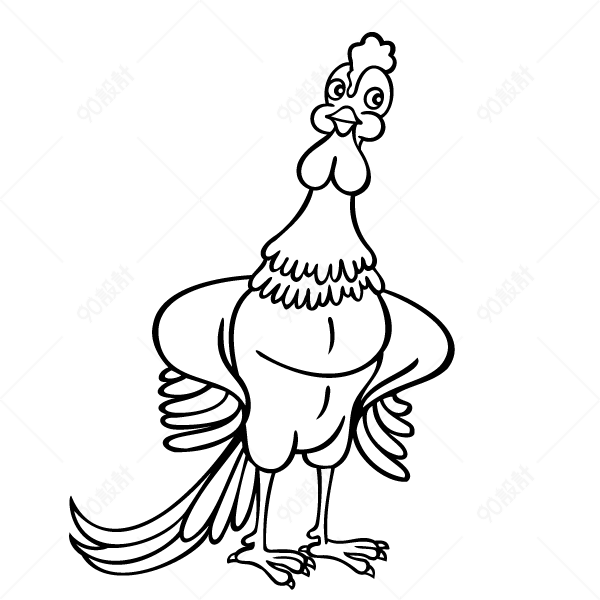 手绘鸡卡通动物