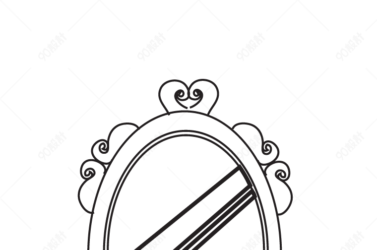 线描手绘镜子【免抠元素png】-90设计网