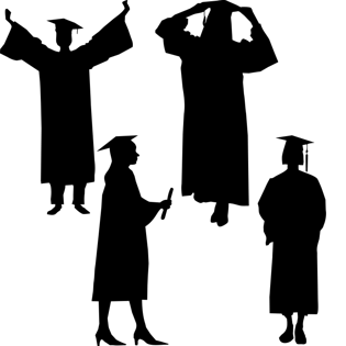 毕业生剪影矢量素材