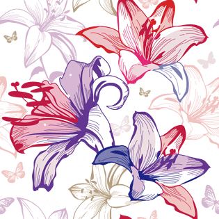 彩绘百合花插画背景