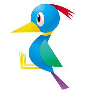 卡通蓝色啄木鸟