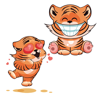 卡通开心的小老虎