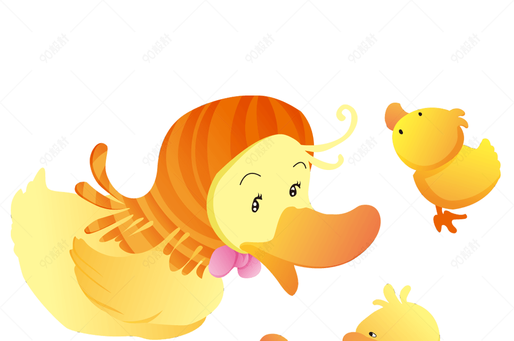 卡通鸭妈妈与鸭宝宝