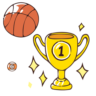 卡通奖杯与篮球