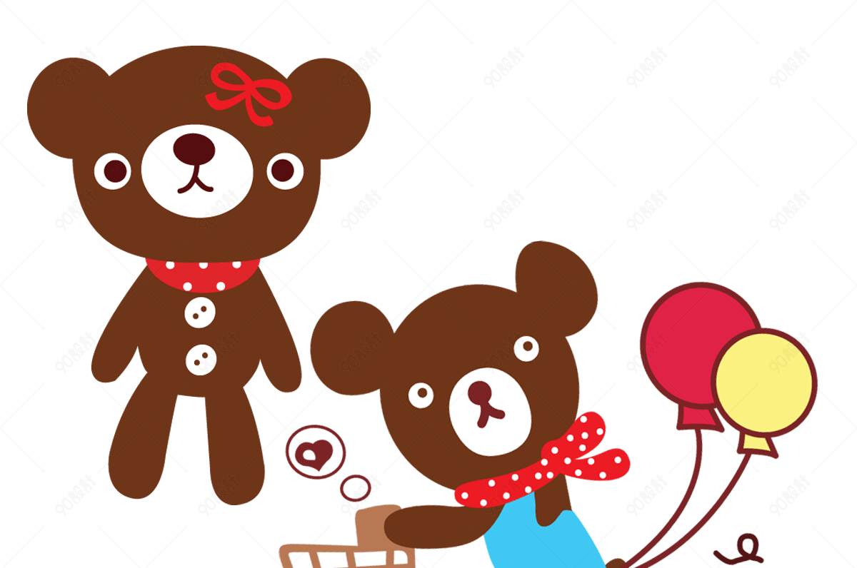 卡通骑车的小棕熊