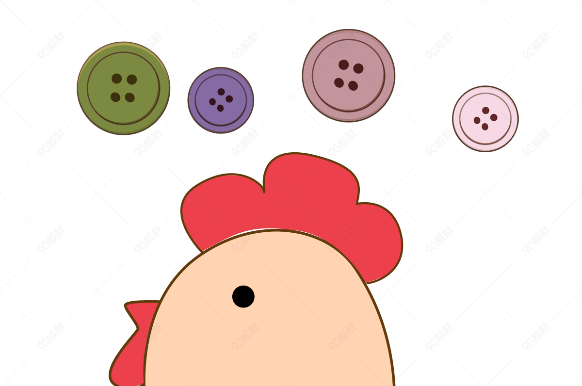 卡通纽扣与小公鸡