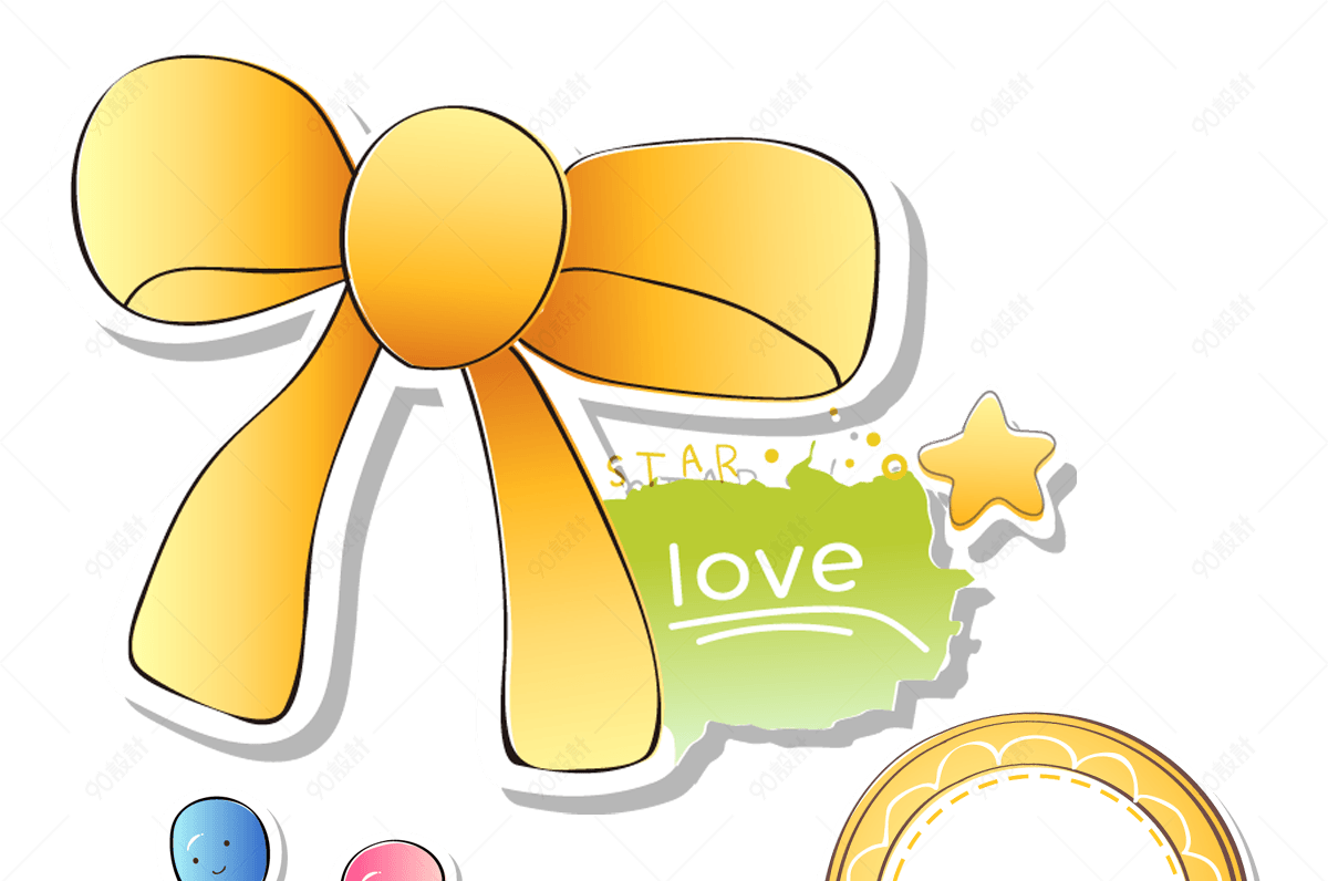 卡通蝴蝶结与奖牌