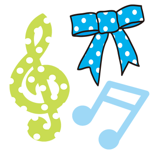 卡通可爱音乐符号与蝴蝶结