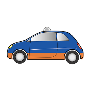 橙色蓝色的卡通出租车小汽车