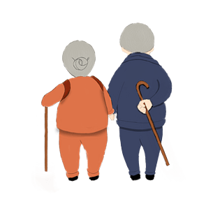 重阳节登高恩爱老人手绘