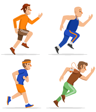 手绘卡通风格跑步的人pngpsd2000*2000健身举哑铃运动pngpsd2000*2000