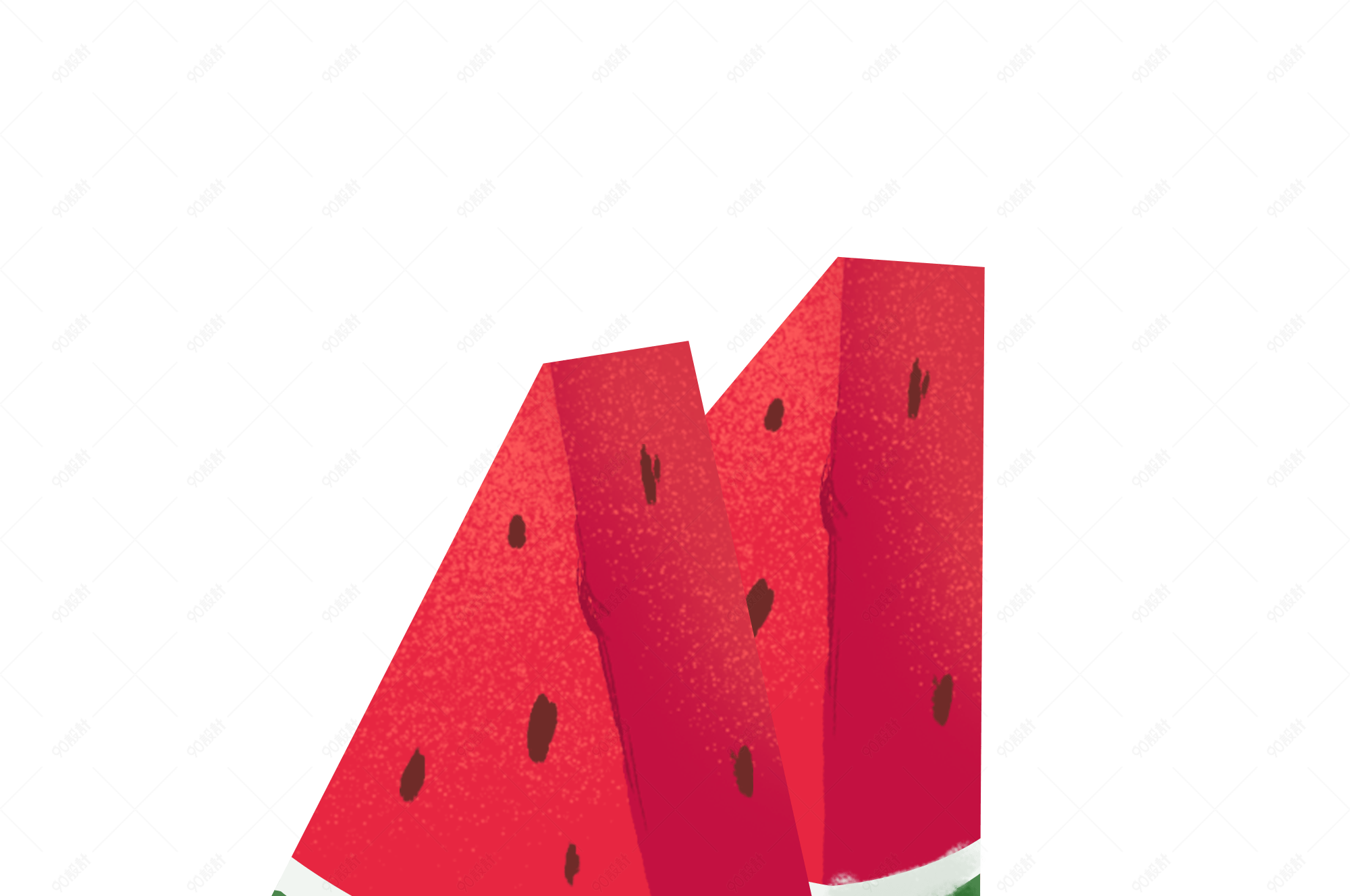 小清新唯美卡通手绘红色西瓜