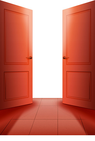 红色立体场景台阶质感光影开门背景