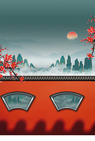 复古中国风宫墙景色背景