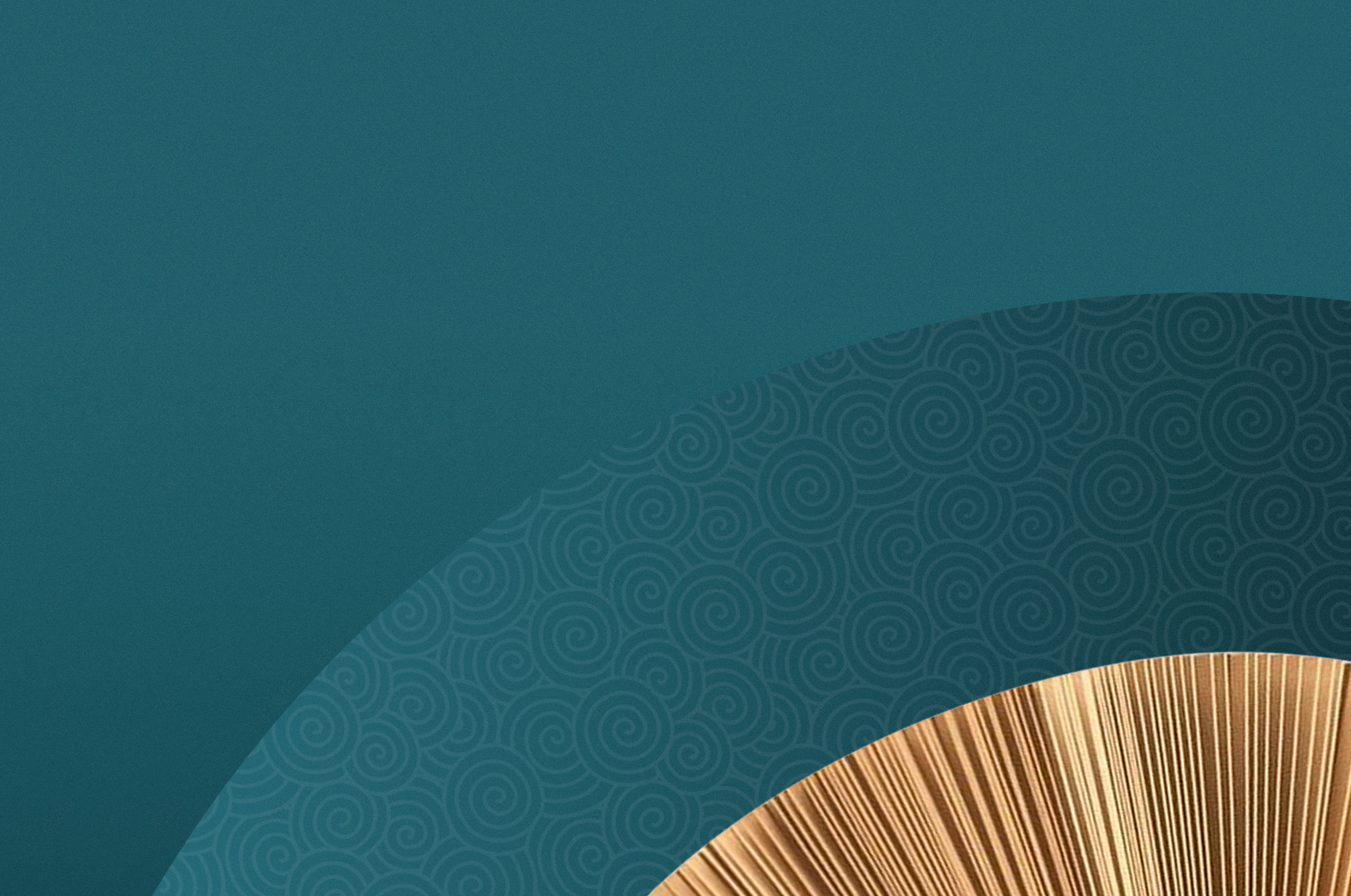 大气简约质感镀金扇面展板国潮模特背景