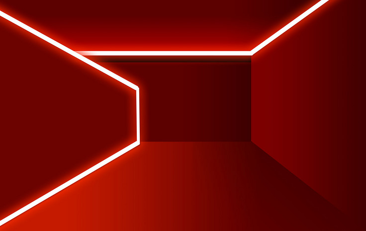 简约大气炫酷光感红色通道空间搭建背景