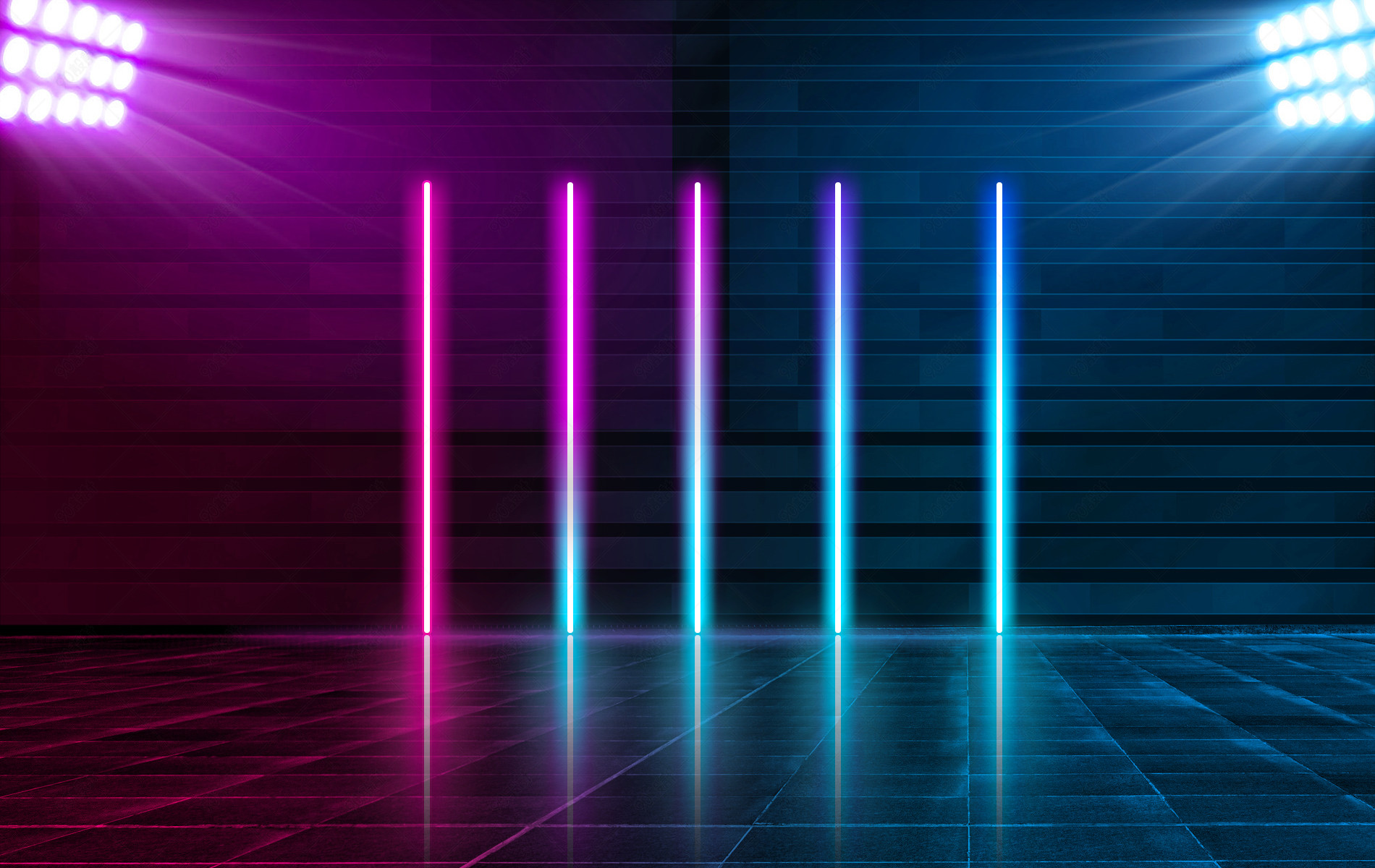 大气炫酷撞色霓虹灯灯光舞台搭建背景