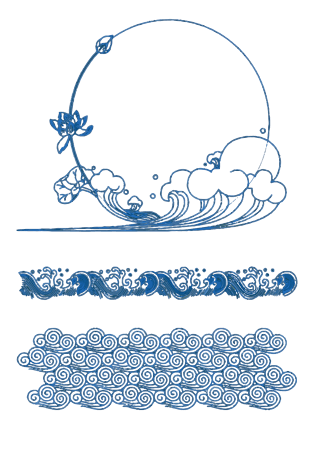 中式古典祥纹边框海浪浪花png