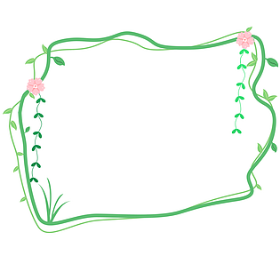 春天小清新花朵绿色卡通可爱手绘边框