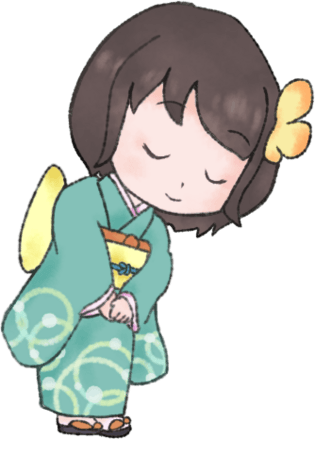 卡通夏季绿色和服女孩免扣元素