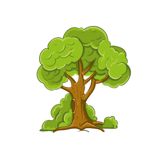 手绘卡通大树png元素