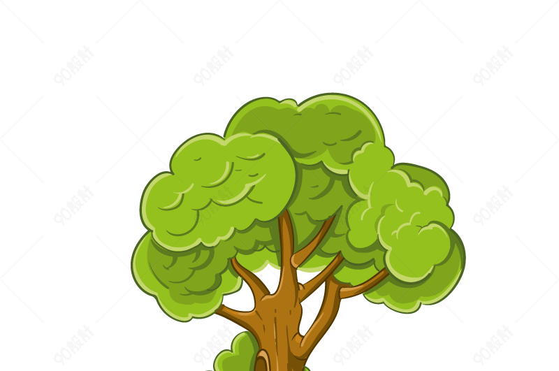 手绘卡通大树png元素
