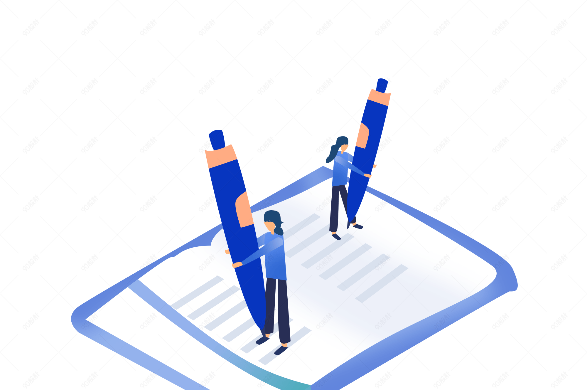 开学季学生书本写字场景插画素材