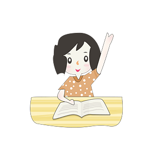 开学季女孩举手发言手绘插画元素