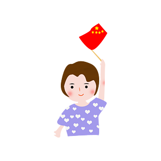 国庆卡通手绘女孩人物插画节日素材