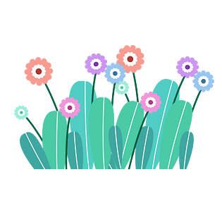 原创春天手绘植物插画素材元素设计