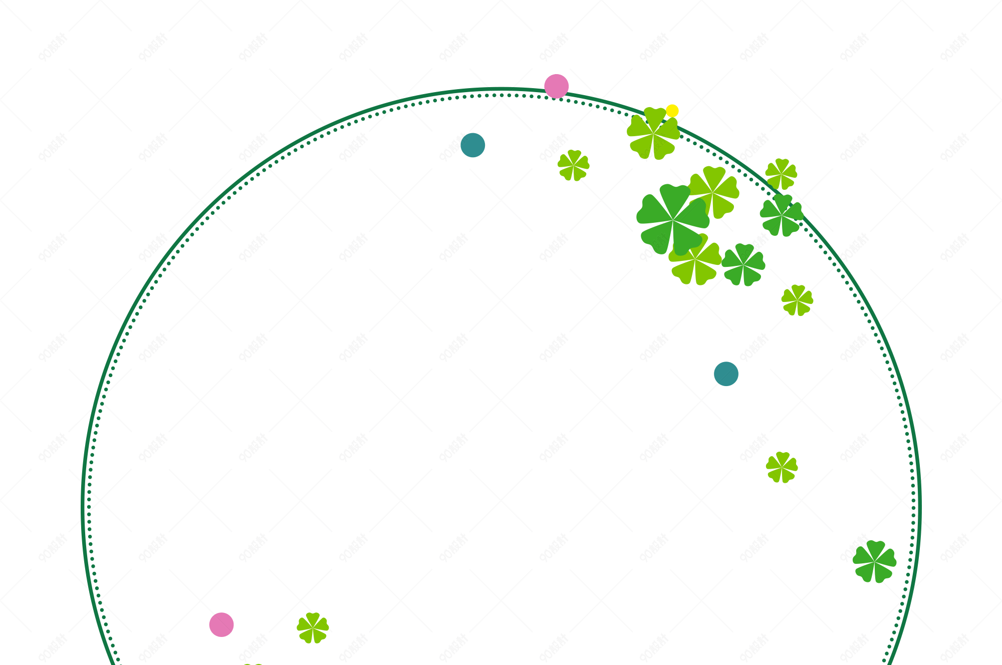 春天四叶草小清新边框元素设计